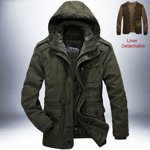 Men's Lamb Wool Detachable Parka Coat