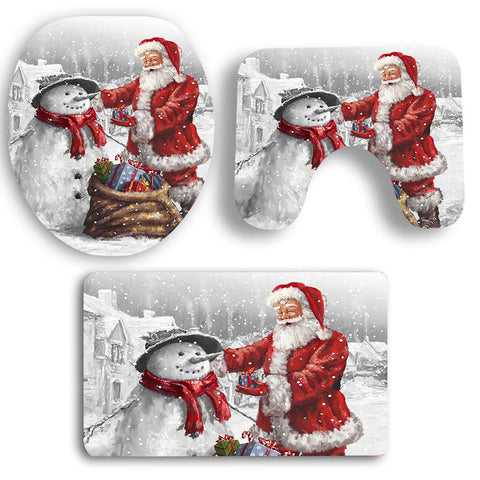 Christmas Three Piece Bathroom Mat