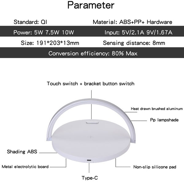 Wireless Qi Charger Table Lamp