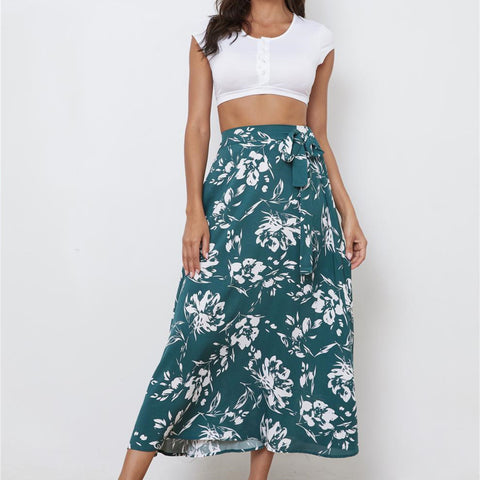 Women Floral Print Chiffon Skirt