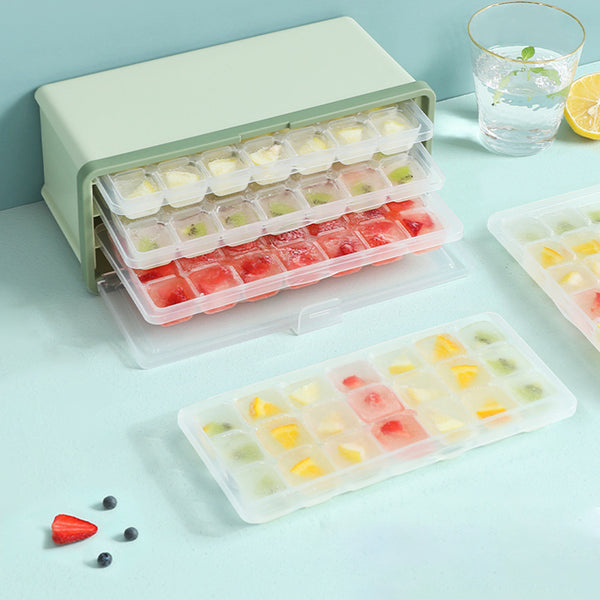 Three Layer Ice Box With Ice Cubes