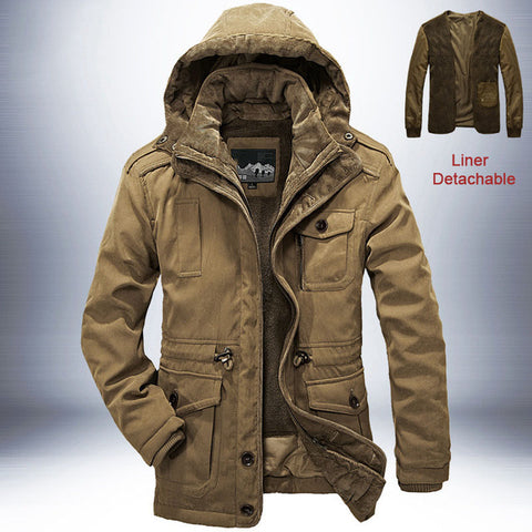 Men's Lamb Wool Detachable Parka Coat