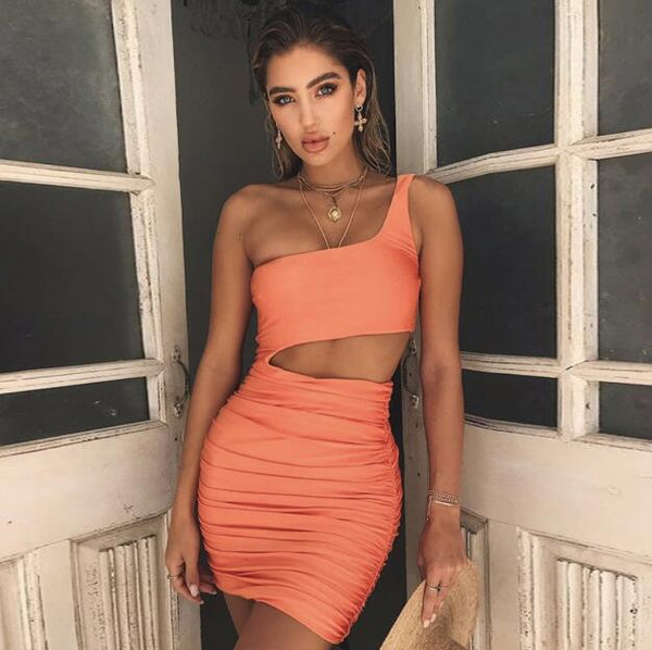 One Shoulder Cut Out Mini Dress