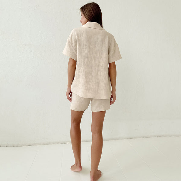 Two Piece Cotton Shirt And Short