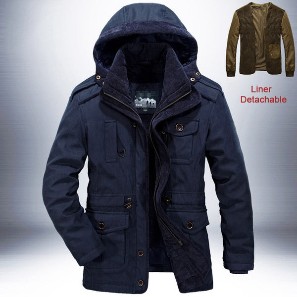 Men's Lamb Wool Detachable Parka Coat