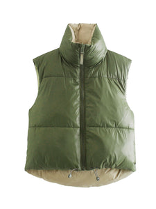 Puffer Vest Jacket Double-Sided