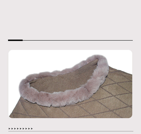 Women's Cape Shawl With Fur Collar