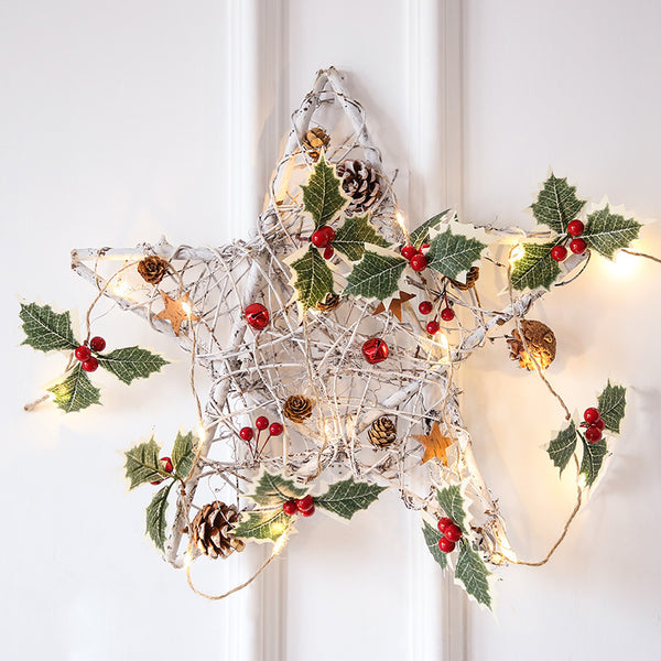 Christmas Leaf Red Fruit Wire Copper Lights